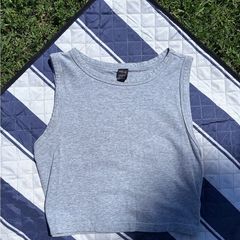 Gray Sleeveless Crop Top